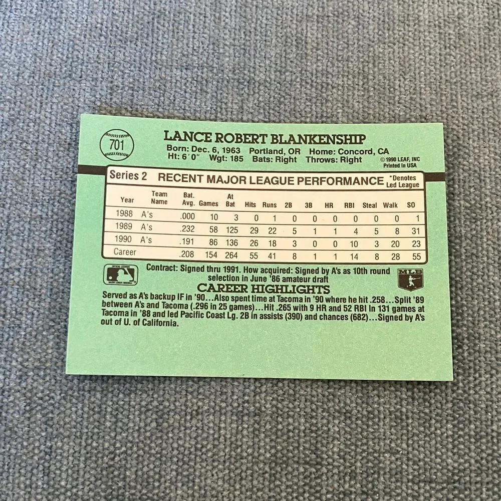 1991 Donruss Oakland A's Baseball Card Trading Card
